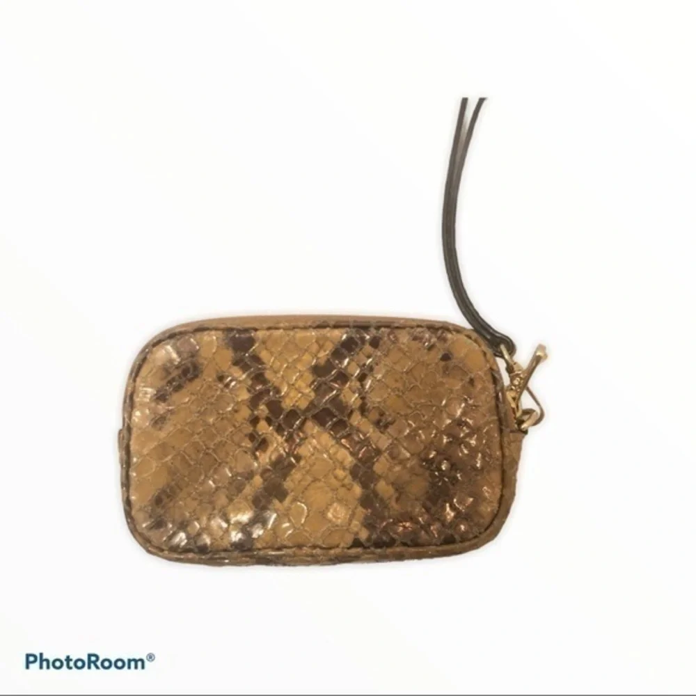 Michael kors python embossed 2 zipper wristlet bag